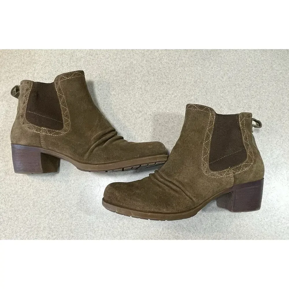 Earth Denali Aspect Ankle Boots Women's Size 10M Dark Khaki Suede Boots Outdoors